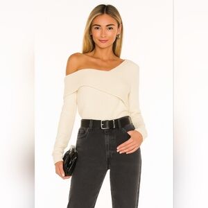 525 America Asymmetrical Cream Off Shoulder Sweater Small New S